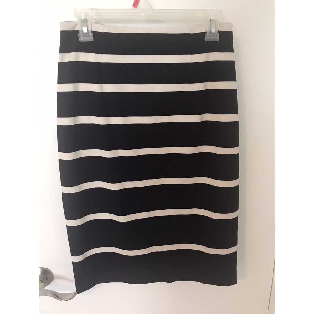 Banana Republic Pencil Skirt Women's 8 Stretch Cotton Black and White Stripe
